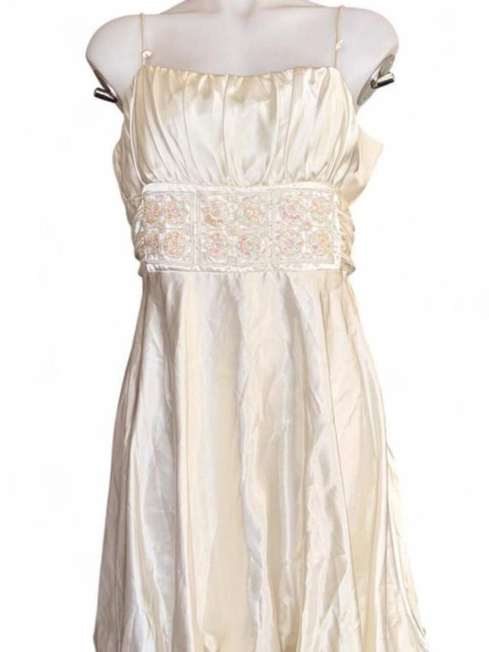 Women's White and Cream Dress